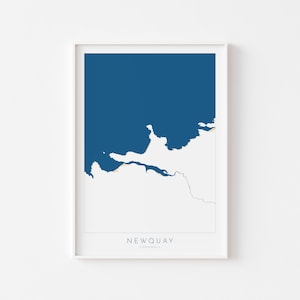 Art de la carte de Newquay - impression de la plage de Newquay, impression de Newquay, art des Cornouailles, art de la plage des Cornouailles, affiche de voyage de la côte des Cornouailles, chemin de la côte sud-ouest