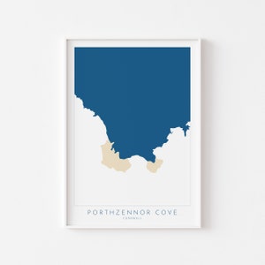 Art de carte de Porthzennor Cove - impression de plage de Porthzennor, art de Zennor Cornwall, art de plage de Cornouailles, côte des Cornouailles, chemin de la côte sud-ouest