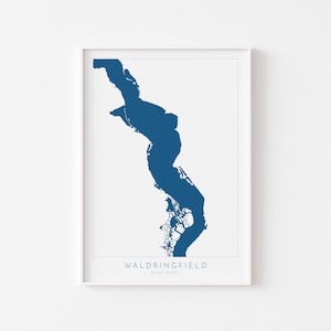 Waldringfield - Río Deben, Woodbridge, Mapa de Suffolk, Costa de Suffolk, Impresión de viaje de Suffolk, Mapa de Woodbridge, Arte de Suffolk