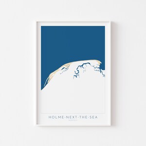 Mappa artistica di Holme-next-the-Sea - Holme Beach, mappa di Norfolk, dune di Holme, costa del Norfolk settentrionale, spiaggia di Norfolk, paludi di Thornham