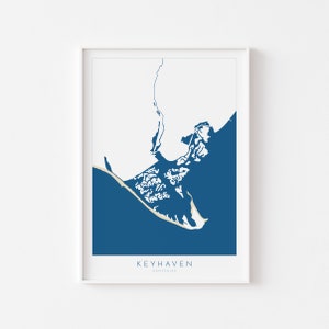 Keyhaven Print - Keyhaven Karte, Keyhaven Fluss Druck, Hurst Castle Kartenkunst, New Forest Reiseplakat, Nautische Kunst, Hampshire, The Solent