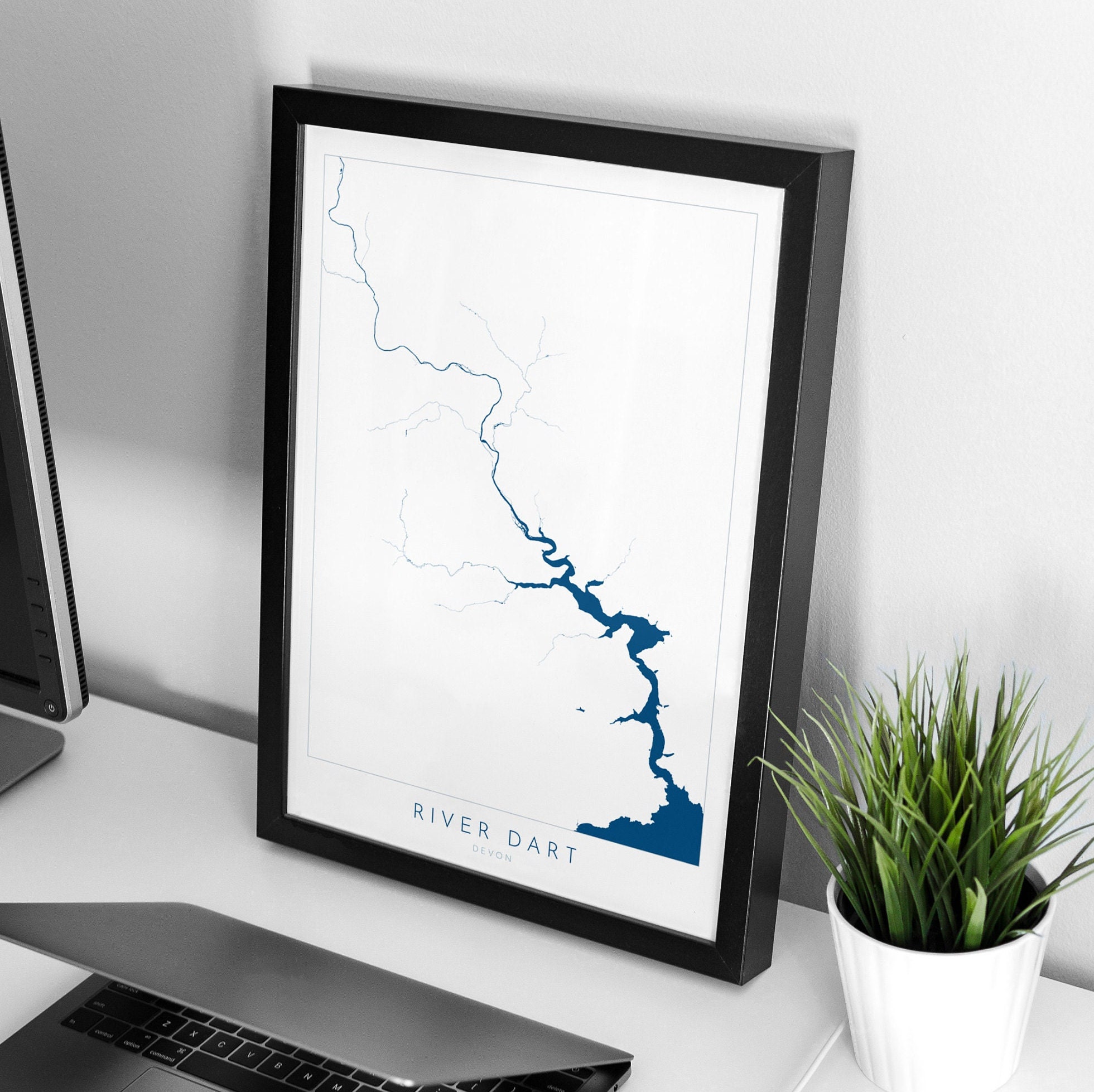 River Dart Print Dartmouth Art Devon Map Dartmoor Travel Etsy UK