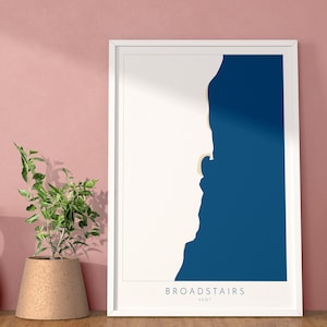 Broadstairs Map Print - Broadstairs Art Poster, Kent Map Art, Broadstairs Travel Poster, Kent Coast, A1, A2, A3, A4, Broadstairs Beach Art