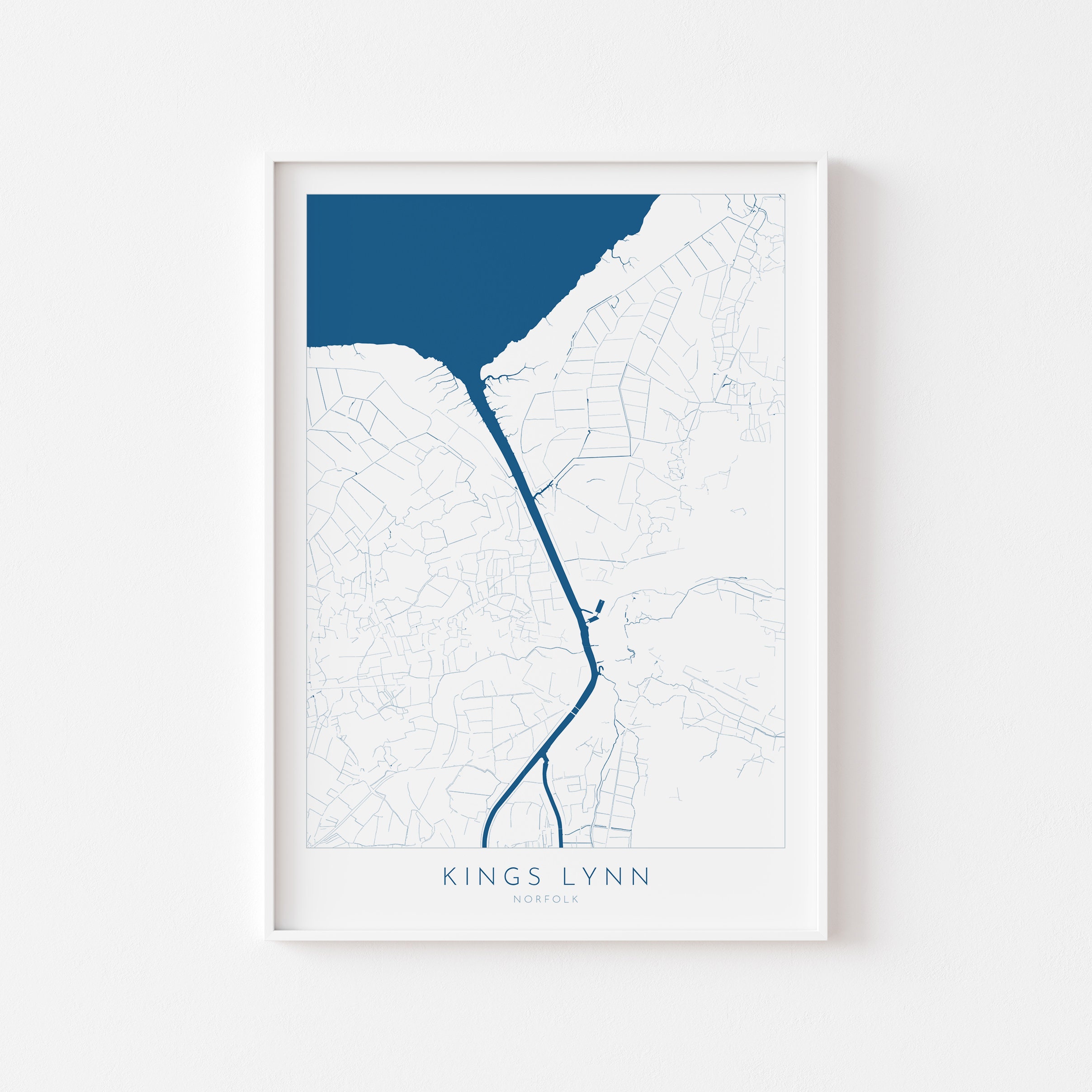 Kings Lynn Map Art - River Great Ouse Map, Norfolk Map, Kings Lynn ...