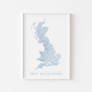 Great British Rivers Art - UK Rivers Map, Great Britain Rivers Map, United Kingdom Map, River Art