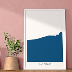Hastings Map Print - Hasting Art Poster, East Sussex Map Art, Hastings Travel Poster, Sussex Coast, A1, A2, A3, A4, Hastings Beach