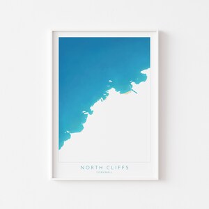 Nord-Klippen Print - Cornwall Karte, Küstenkarte von Cornwall, Küste von Nord Cornwall, Portreath Art, Cornwall Stranddruck, Bassets Cove, Redruth