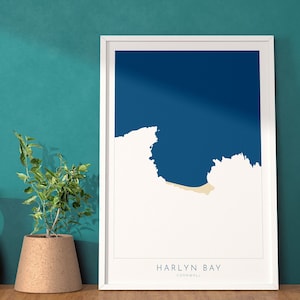 Harlyn Bay Karte - Harlyn Bay Cornwall Kunst, Cornwall Karte, Küste Cornwall Karte, Nord Küste von Cornwall, Cornwall Strand Karte
