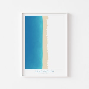 Carte de la baie de Sandymouth - carte des Cornouailles, impression d'art de la plage de Sandymouth, carte de Bude en Cornouailles, art de la plage de Bude, carte de la côte des Cornouailles, impression des Cornouailles du Nord
