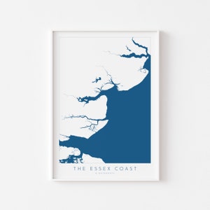 Essex Küstenlandschaft Poster - Essex Karte Kunst, Essex Küste, Küstendruck, Küstenposter, Southend, Clacton, Colchester, Maldon, Thames