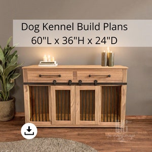 Dog Crate Double Dog Kennel DIY Build Plans Digital Furniture Plans - Sliding Barn Doors- 60" TV Stand - Woodworking Blueprint Dog Bed