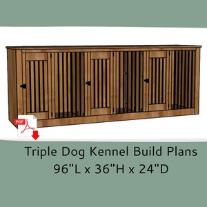 Triple Dog Kennel Furniture Plans-Triple Dog Crate Furniture Plans-DIY Woodworking Plans-Dog Crate TV Stand-3 Dog Kennel Plans-3 Dog Crate