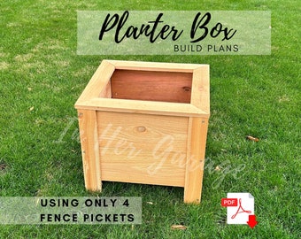 Picket Planter Plans, Fence Picket Planter Box Plans, Flower Planter Plans, Garden Planter Box Plans, Flower Box Build Plans, DIY Plans