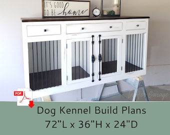 Digital Plans for Wooden Dog Kennel - DIY Dog Kennel Furniture - Dog Crate Entertainment Center Plans