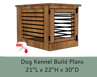 Modern Dog Crate Furniture Plans- Dog Kennel Furniture -Single Dog Crate Side Table - DIY Woodworking Plans-End Table Dog Kennel-Night Stand