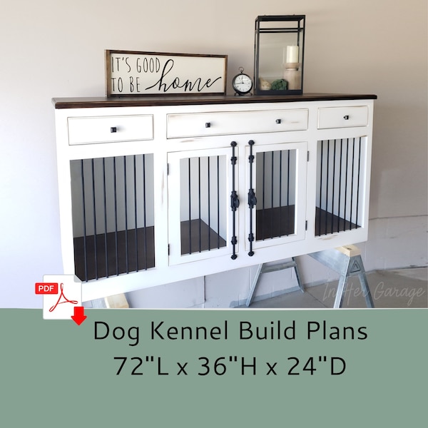 Digital Plans for Wooden Dog Kennel - DIY Dog Kennel Furniture - Dog Crate Entertainment Center Plans