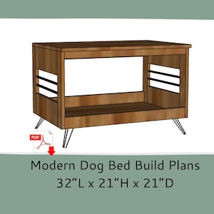 Digital Plans for Modern Elevated Dog Bed Furniture, DIY Bedside End Table, Pet Nightstand Table, DIY Woodworking Mid Century Modern Dog Bed