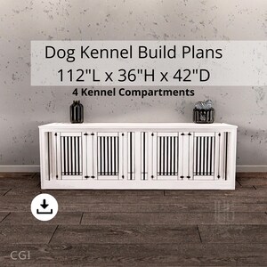 Image showcasing 4 Dog Kennel Plans - Quadruple Compartment Crate Furniture Build DIY ...