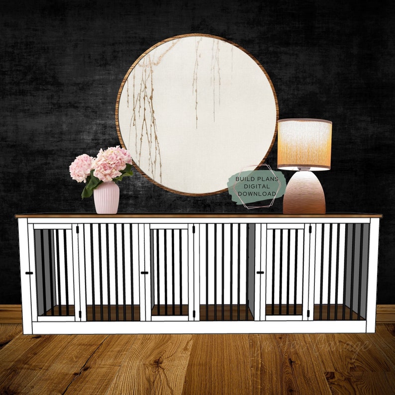 Triple Dog Kennel Furniture Plans Large Dog Crate Furniture Etsy