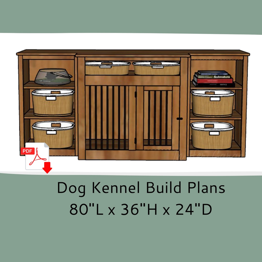 Dog Crate Furniture Plans- Wood Dog Kennel Furniture - Double or Single ...