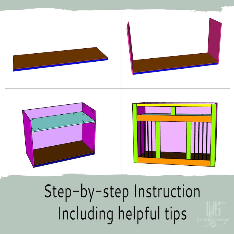 May include: Step-by-step instructions for building a wooden dog bed with a removable top. The instructions include helpful tips and are illustrated with diagrams showing the different stages of construction.