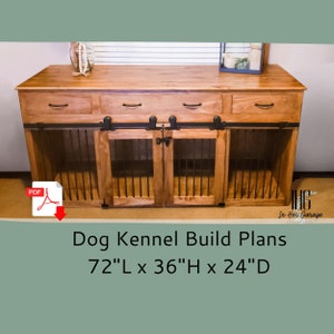 Digital Plans for Wooden Dog Kennel - DIY Dog Kennel Furniture - 72" Dog Crate Entertainment Center Digital Build Plans