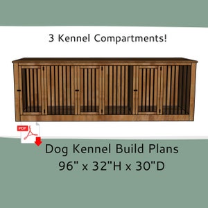 Triple Dog Kennel Furniture Plans- Large Dog Crate Furniture Plans-DIY Woodworking Plans-Dog Crate TV Stand-3 Dog Kennel Plans-3 Dog Crate