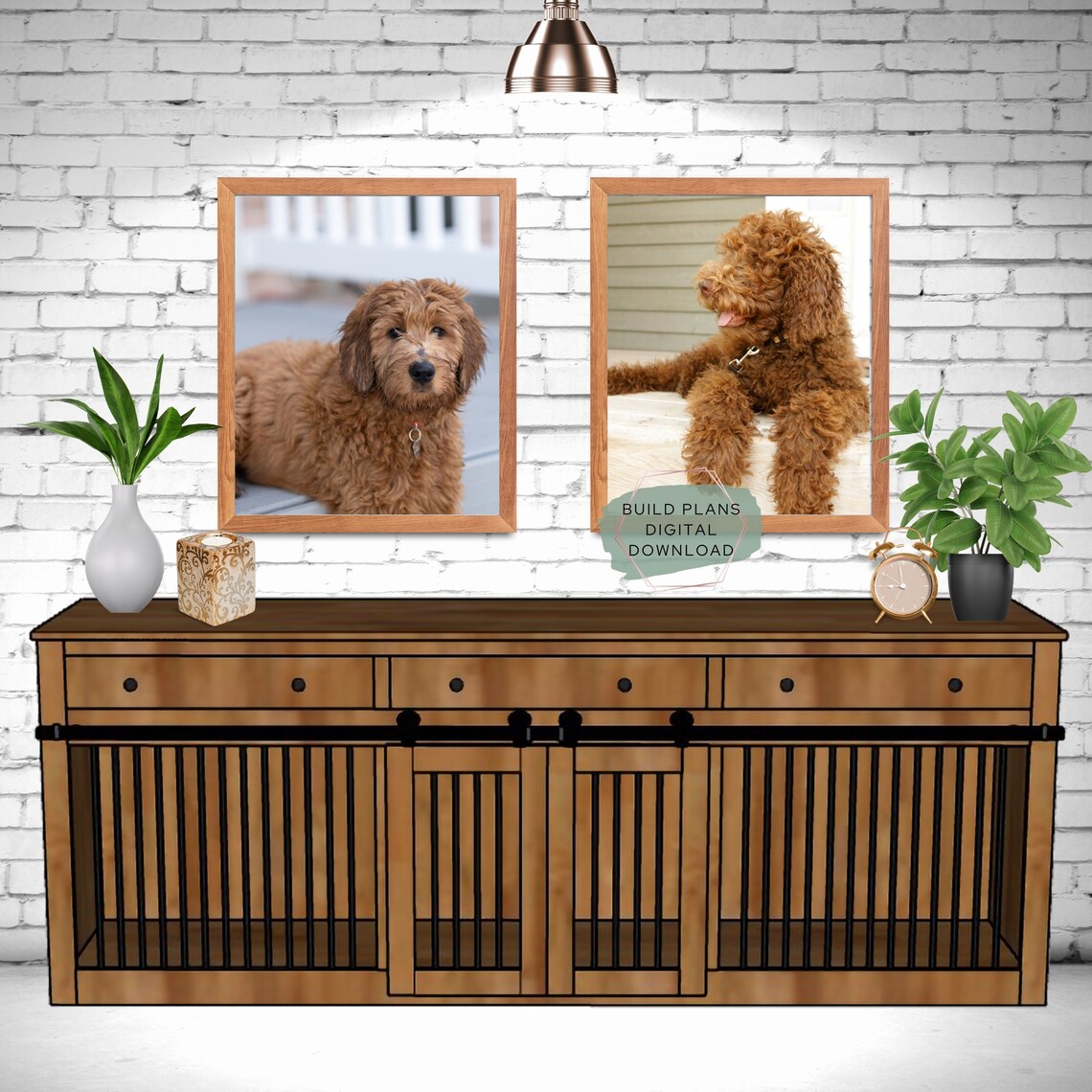 96l Double Dog Kennel Entertainment Center Build Plans Etsy