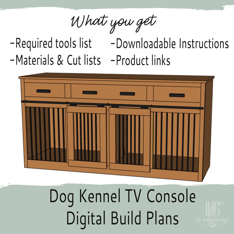 Dog Crate Furniture Plans 72 DIY Build Plans for Single or Etsy