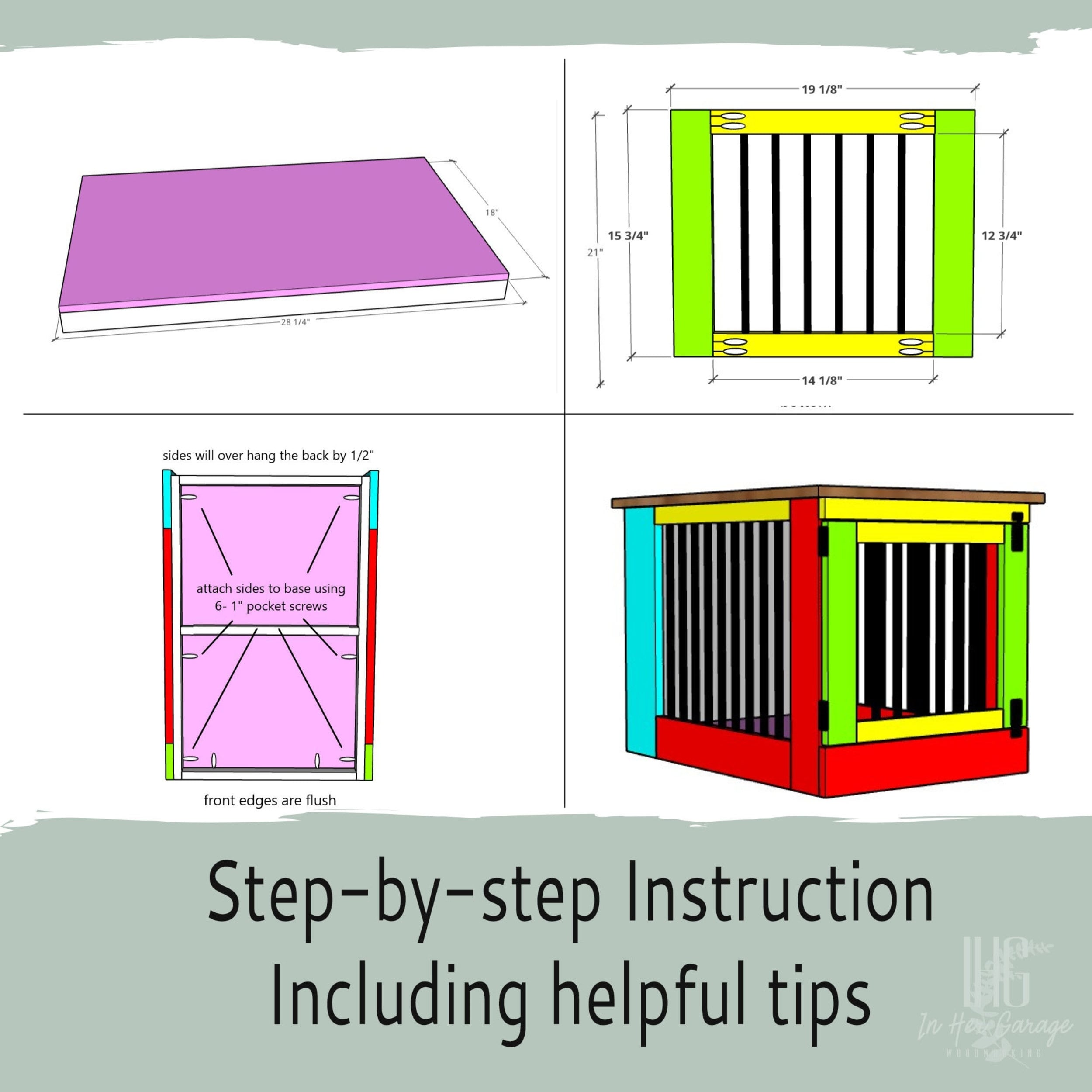 Dog Crate Furniture Plans- Wood Dog Kennel Furniture - Single Dog Crate ...