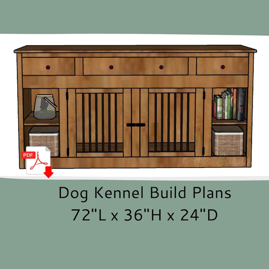 Dog Crate Furniture Plans- Wood Dog Kennel Furniture - Double or Single ...