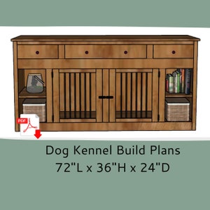 Dog Crate Furniture Plans- Wood Dog Kennel Furniture - Double or Single Dog Crate with Storage - DIY Woodworking Plans - TV Stand Dog Kennel