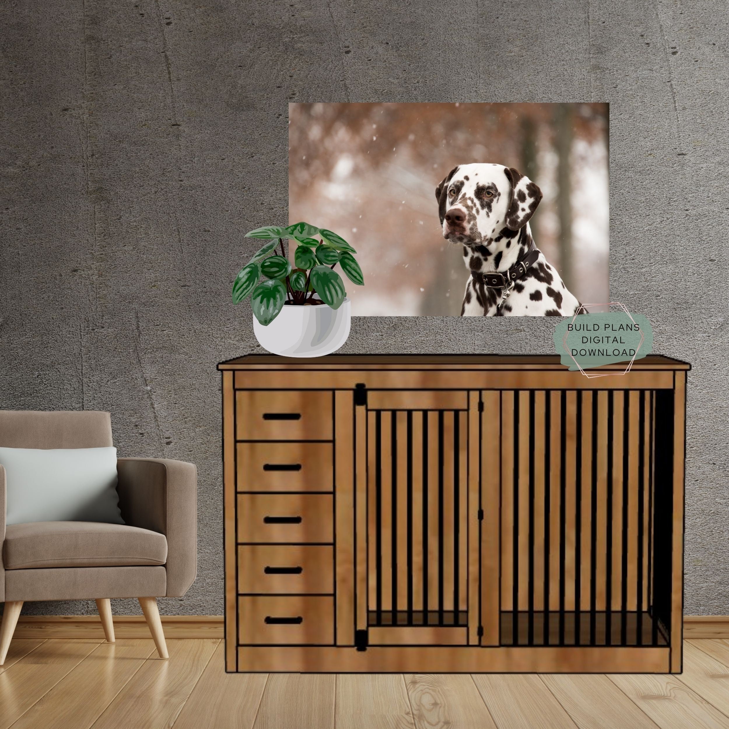 Dog Crate Furniture Plans Wood Dog Kennel Furniture Single Etsy