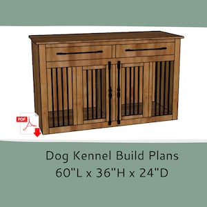 Dog Crate Furniture Plans- Wood Dog Kennel Furniture - Double or Single Dog Crate with Storage - DIY Woodworking Plans - TV Stand Dog Kennel