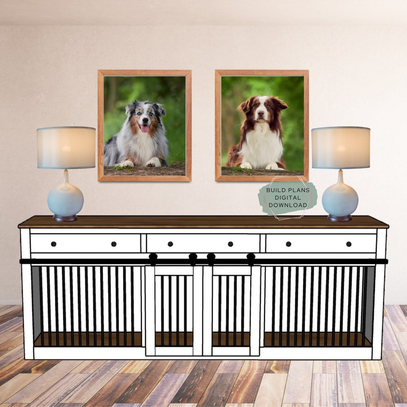 96l Double Dog Kennel Entertainment Center Build Plans Etsy