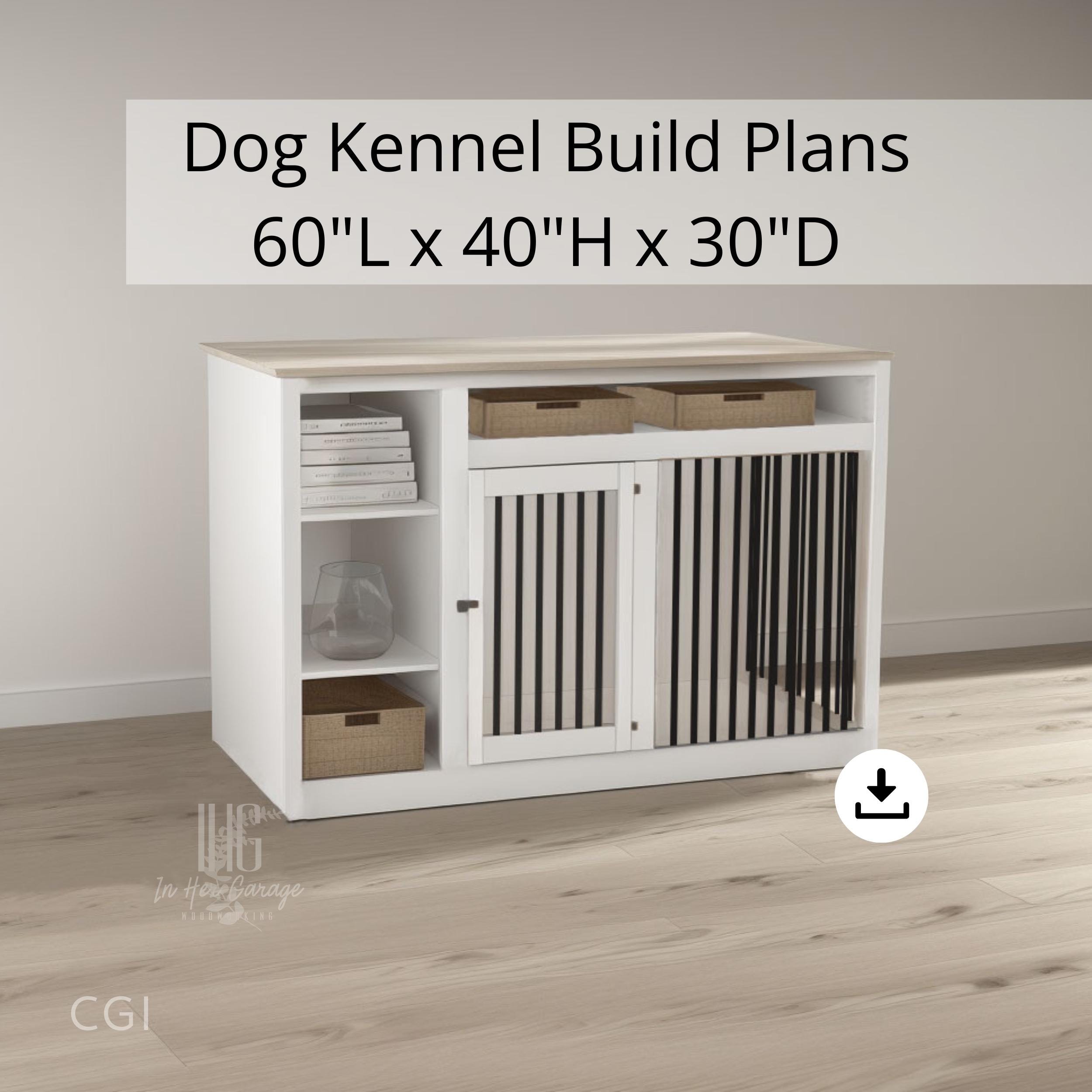 Dog Crate Furniture Plans with Cabinet Wood Kennel Single Large DIY Build Dog Cage with Storage Woodworking Plans - TV Stand Dog Dresser