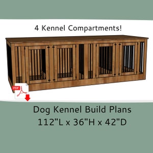 Quadruple Dog Kennel Furniture Plans-4 Dog Crate Furniture Plans-DIY Woodworking Plans-Dog Crate TV Stand-XL Dog Kennel Plan-4 Dog Crate