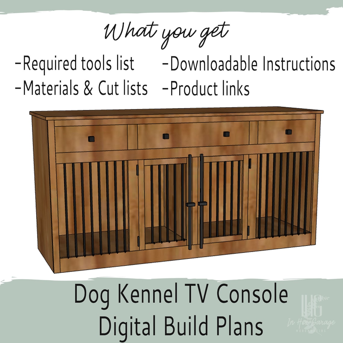 Dog Kennel Furniture Plans 72 DIY Build Plans for Single or Etsy