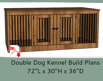 Digital Plans for Wooden Dog Kennel - DIY Dog Kennel Furniture - Dog Crate Furniture-Entertainment Center Plans-Single or Double Dog Kennel