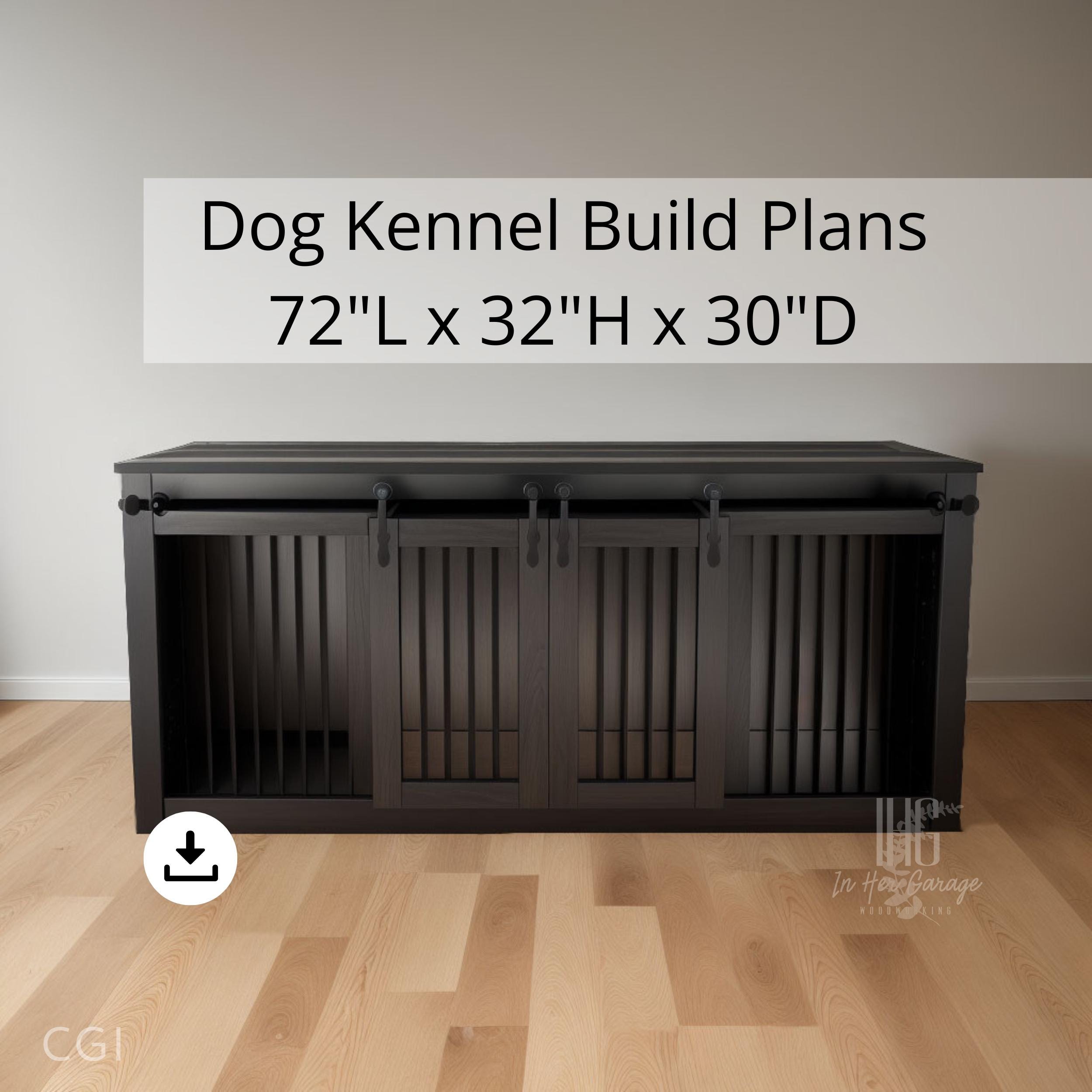 Double Dog Crate Plans Large Kennel Furniture TV Stand Single DIY Dog ...