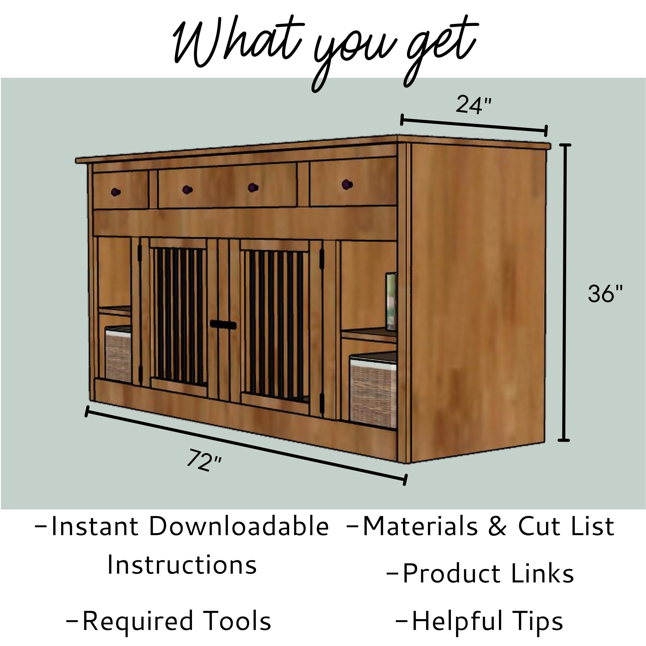 Dog Crate Furniture Plans Wood Dog Kennel Furniture Double Etsy