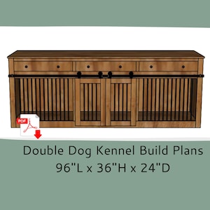 Double Dog Crate Furniture Plans-Double Dog Kennel Furniture Plans-TV Stand Dog Kennel-Dog Crate TV Stand-Barn Doors-DIY Woodworking Plans