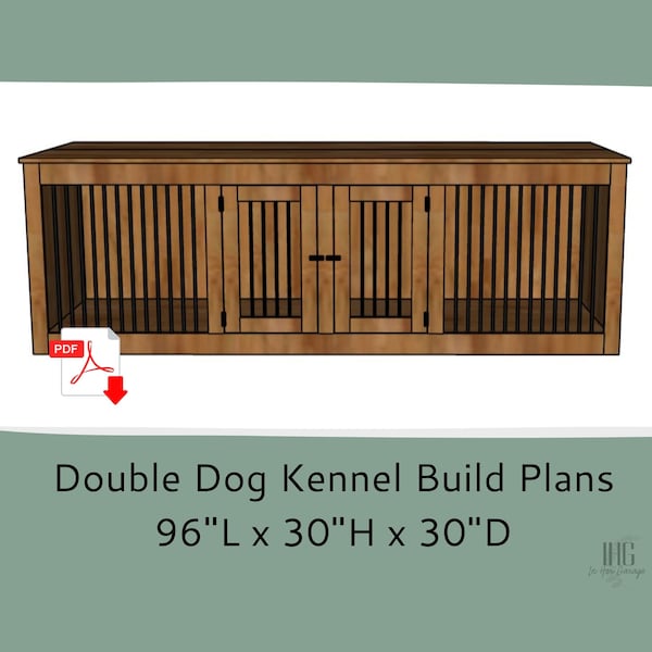 Dog Crate Furniture Plans-Double Large Dog Kennel Furniture Plans-TV Stand Dog Kennel-Crate TV Stand- Woodworking Plans-Large Dog