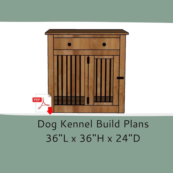 Dog Crate Furniture Plans- Wood Dog Kennel Furniture - Single Small Dog Crate with Storage - DIY Woodworking Plans - TV Stand Dog Kennel