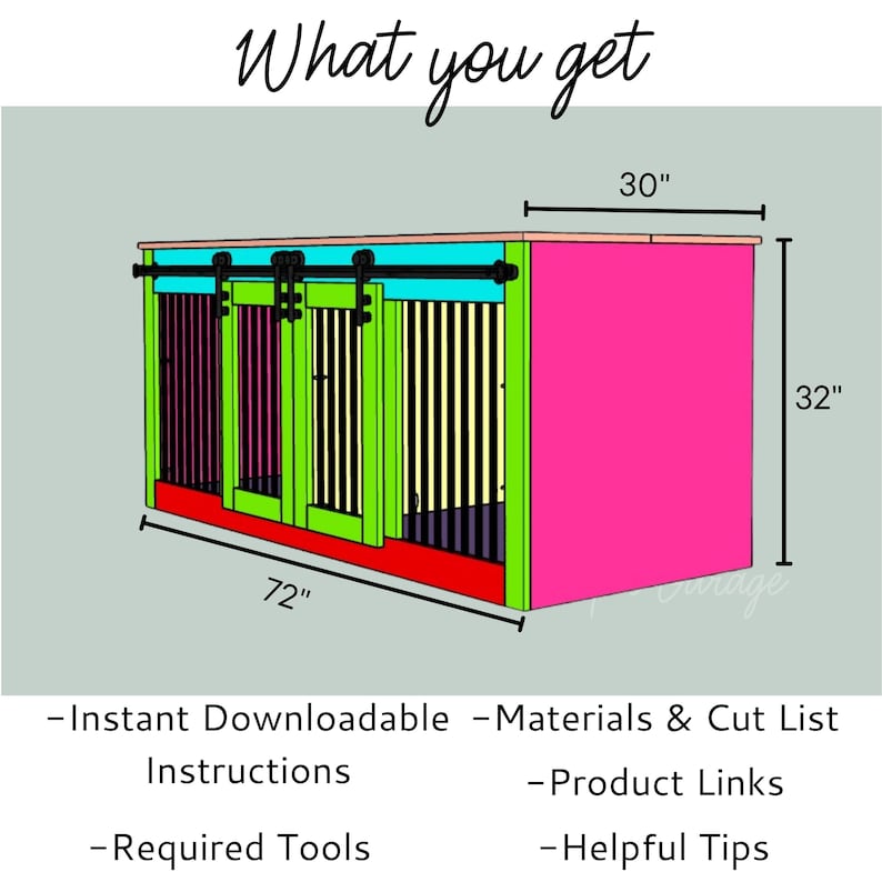 Dog Crate Furniture Plans72 Double Single Large Dog Etsy