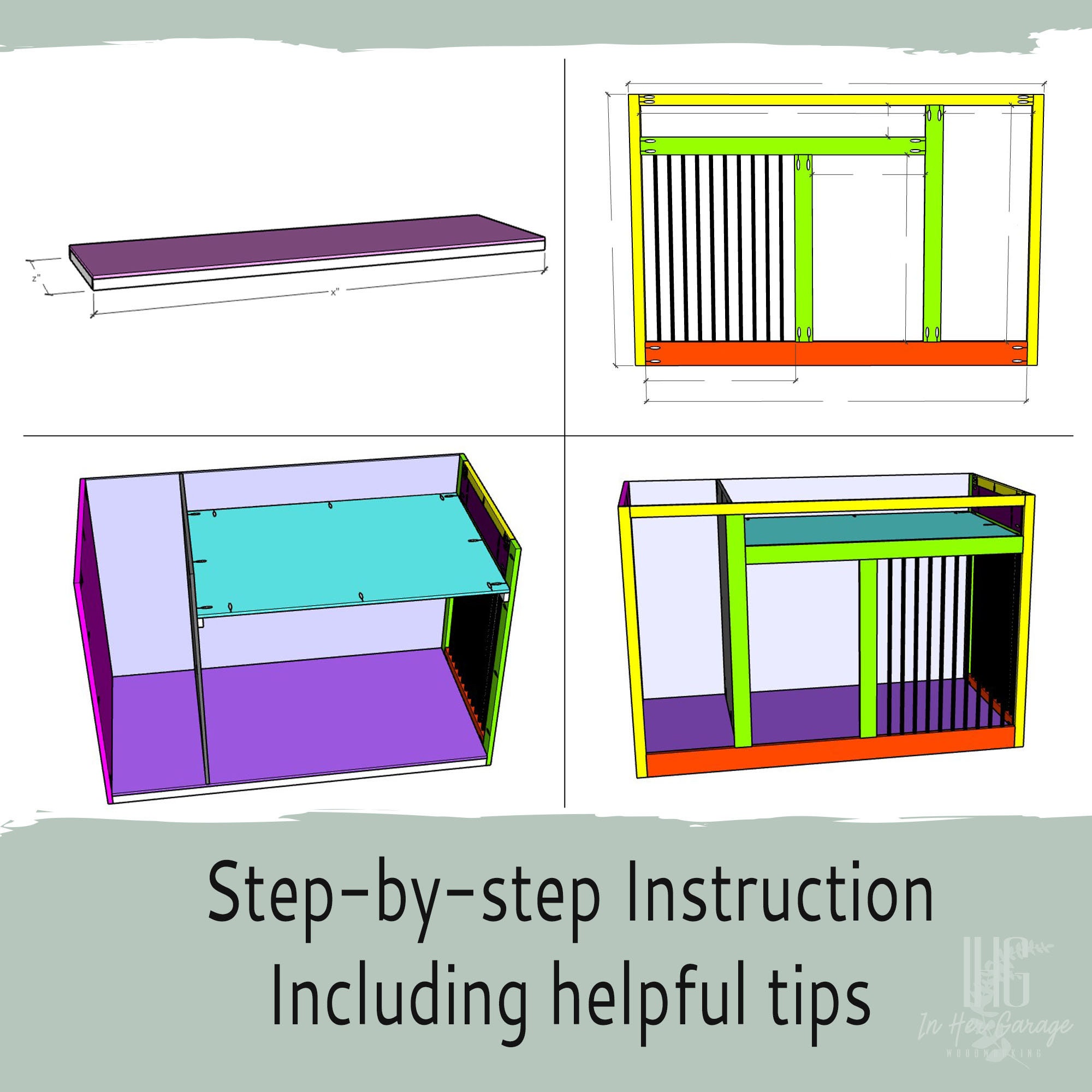 Dog Crate Furniture Plans With Cabinet Wood Kennel Single Large DIY ...