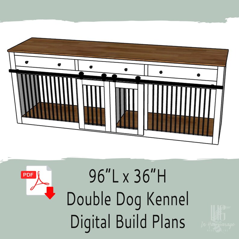 Double Dog Crate Furniture Plansdouble Dog Kennel Furniture Etsy