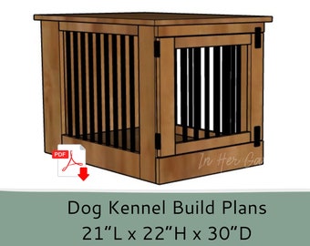 Hondenkrat meubelplannen - Houten hondenkennelmeubilair - Enkele hondenkrat bijzettafel - DIY houtbewerkingsplannen-eindtafel hondenkennel-nachtkastje