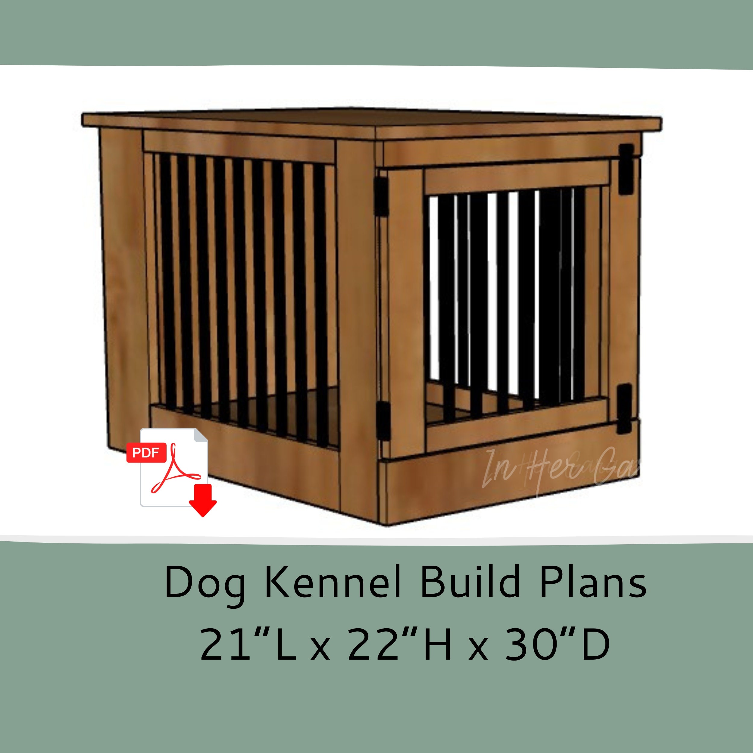 Dog Crate Furniture Plans- Wood Dog Kennel Furniture - Single Dog Crate ...