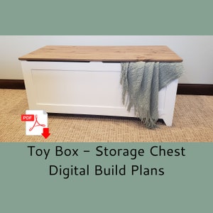 Toy Box Plans - Wooden Toy Box - Blanket Box - DIY Craft Storage Digital Build Plans - Toy Chest - Storage Bench- Printable Build Plans